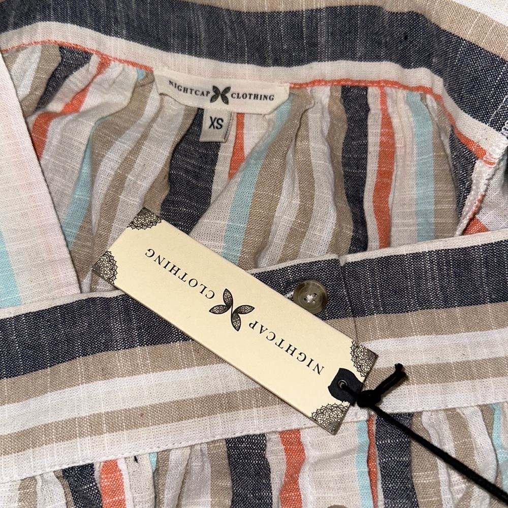 NIGHTCAP Free People *Baja Costa* cotton stripe boho top XS S - Picture 6 of 8